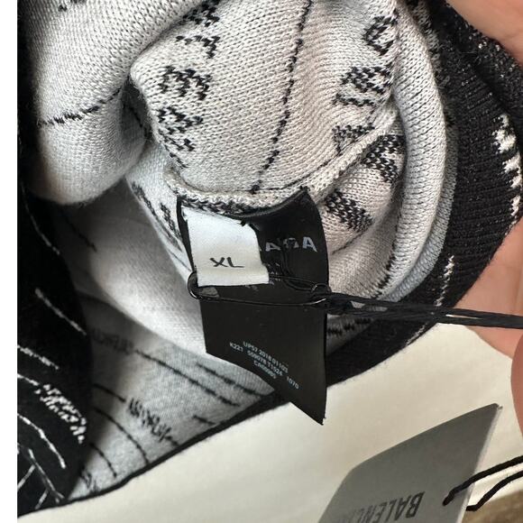 NWT Balenciaga Logo Intarsia Wool-Blend Sweater Black Men's XL - Picture 11 of 15